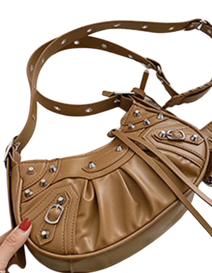 SHOPIQAT Rivet Heavy Industry Pleated Shoulder Underarm Messenger Bag - Premium from shopiqat - Just $9.300! Shop now at shopiqat